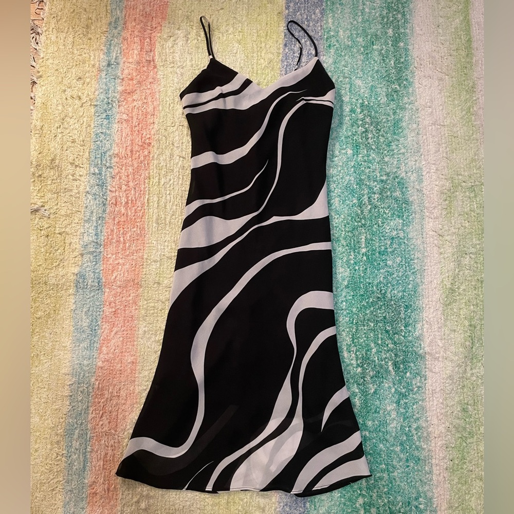 Vintage Black & White Midi Dress, Made in USA